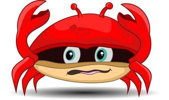 cartoon crab with scared expression isolated white background vector