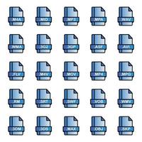 Set of Document File Formats and Labels icons. Vector illustration.