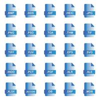 Set of Document File Formats and Labels icons. Vector illustration.