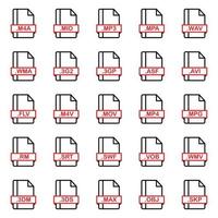 Set of Document File Formats and Labels icons. Vector illustration.