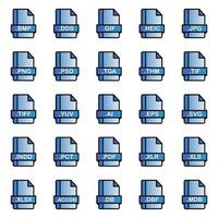 Set of Document File Formats and Labels icons. Vector illustration.