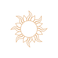 sun in boho style design. Line art illustration for symbol badge png
