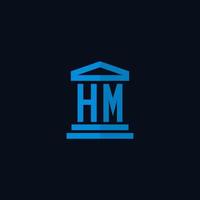 HM initial logo monogram with simple courthouse building icon design vector