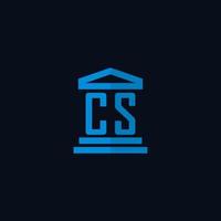 CS initial logo monogram with simple courthouse building icon design vector