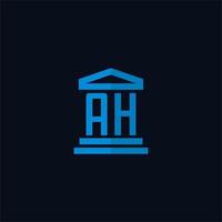 AH initial logo monogram with simple courthouse building icon design vector