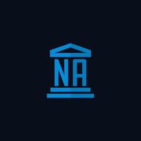 NA initial logo monogram with simple courthouse building icon design vector