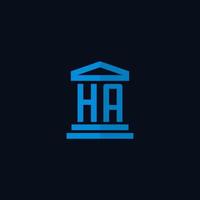 HA initial logo monogram with simple courthouse building icon design vector