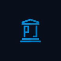 PL initial logo monogram with simple courthouse building icon design vector