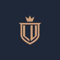 LU monogram initial logo with shield and crown style vector