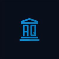 AQ initial logo monogram with simple courthouse building icon design vector