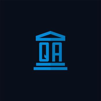QA initial logo monogram with simple courthouse building icon design vector