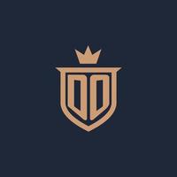 DO monogram initial logo with shield and crown style vector