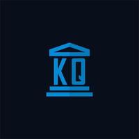 KQ initial logo monogram with simple courthouse building icon design vector