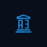 AE initial logo monogram with simple courthouse building icon design vector