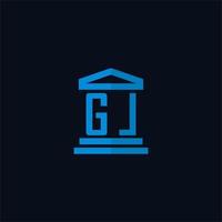 GL initial logo monogram with simple courthouse building icon design vector