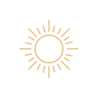 logotipo de puesta de sol en estilo vintage boho, ilustración de sol en diseño de esquema de arte en línea png