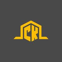 CK monogram initial logo with hexagon style design vector