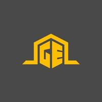 GE monogram initial logo with hexagon style design vector