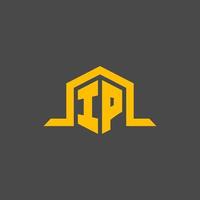 IP monogram initial logo with hexagon style design vector