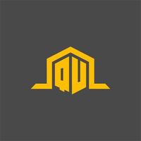 QU monogram initial logo with hexagon style design vector