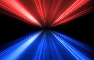 red and blue speed light tail on black background photo
