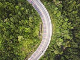 road and forest aerial view photo