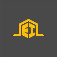 EI monogram initial logo with hexagon style design vector