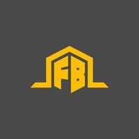 FB monogram initial logo with hexagon style design vector