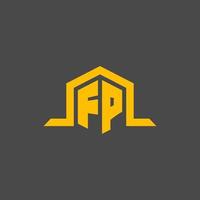 FP monogram initial logo with hexagon style design vector