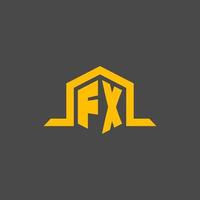 FX monogram initial logo with hexagon style design vector