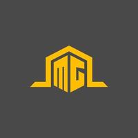 MG monogram initial logo with hexagon style design vector