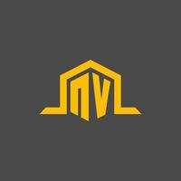 NV monogram initial logo with hexagon style design vector