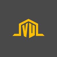 VU monogram initial logo with hexagon style design vector