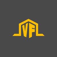 VF monogram initial logo with hexagon style design vector