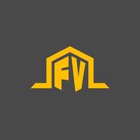 logotipo inicial del monograma fv con diseño de estilo hexagonal vector