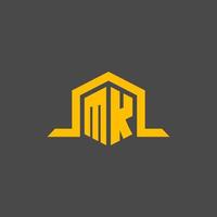 MK monogram initial logo with hexagon style design vector