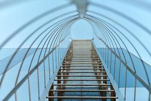 Fire escape staircase, emergency fire exit, bottom view photo