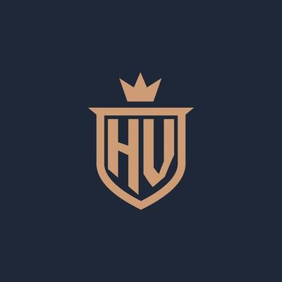 HV monogram initial logo with shield and crown style