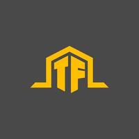 TF monogram initial logo with hexagon style design vector