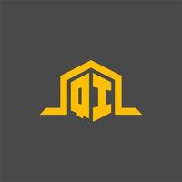 QI monogram initial logo with hexagon style design vector