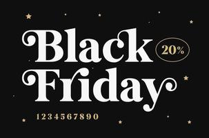 Black Friday sale discount banner with numbers. Social media vector illustration template for website and mobile website development, email and newsletter design, marketing material.