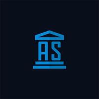 AS initial logo monogram with simple courthouse building icon design vector
