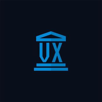 VX initial logo monogram with simple courthouse building icon design vector