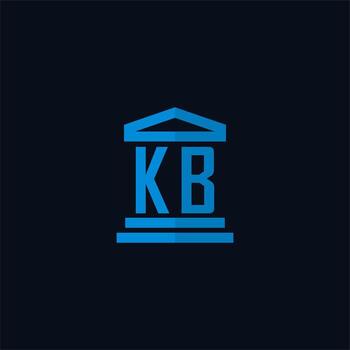 KB initial logo monogram with simple courthouse building icon design vector
