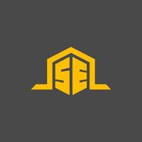 SE monogram initial logo with hexagon style design vector