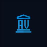 AV initial logo monogram with simple courthouse building icon design vector