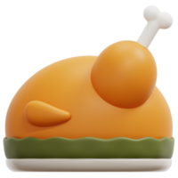 turkey 3d render icon illustration png