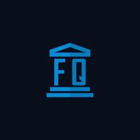 FQ initial logo monogram with simple courthouse building icon design vector