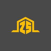 ZS monogram initial logo with hexagon style design vector