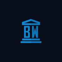 BW initial logo monogram with simple courthouse building icon design vector